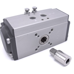 Support d'entraînement pneumatique pour robinet à tournant sphérique, acier inox, en deux parties avec adaptateur pour propulsion 8x8 mm