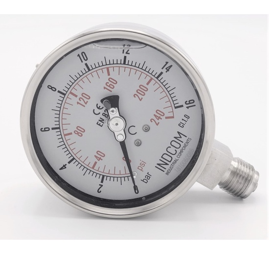 Tlakoměry se spodním (radiálním) připojením, číselník 100mm 0/16 bar (1/2")