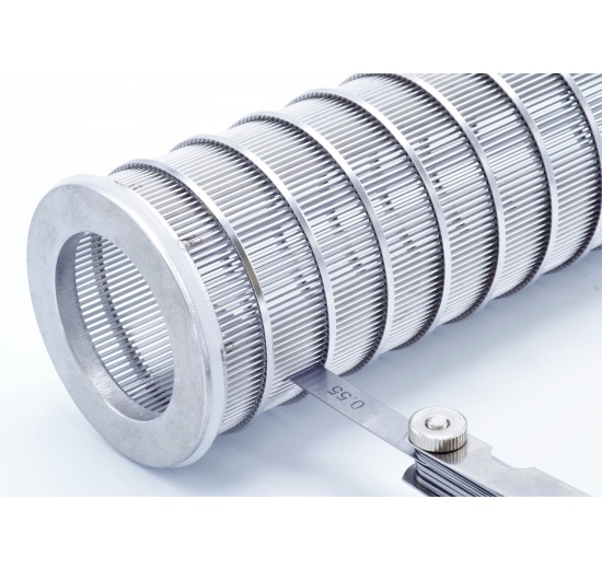 detail štěrbinového síta - průlina 0,55 mm