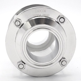 Sanitaire verre de viséur droit, inox, Clamp C-C, court | DN40 (collier 50.5mm)