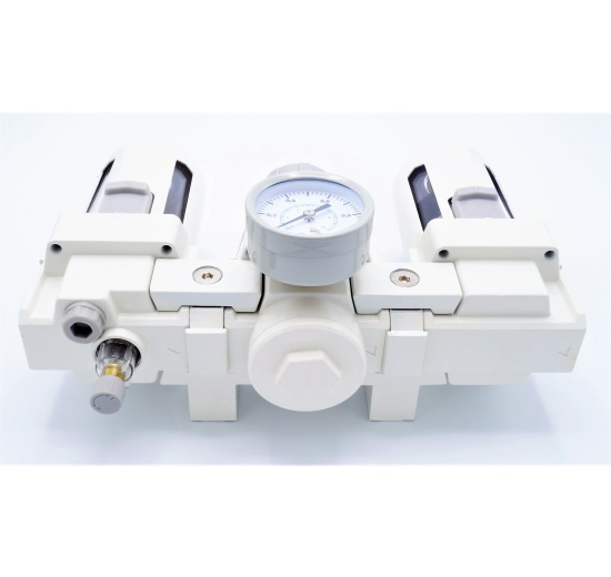 Unité combinée pour le réglage de l'air comprimé (régulateur + filtre + lubricateur) G 1/2"