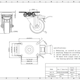 Kolečka transportní, otočná, s brzdou, nerezová, průměr 75 mm