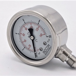 Manomètre en acier inoxydable - connexion inférieur (radiale) de 0 à 10 bar (filetage 1/4”)