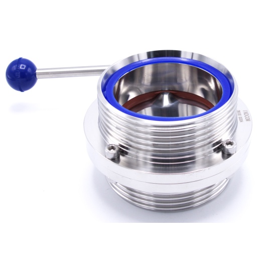 Vanne papillon filetées, en inox, DIN mâles G-G | DN100