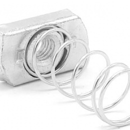 Ecrou coulissant M8 avec ressort zingué | ressort long (profil 41x41)