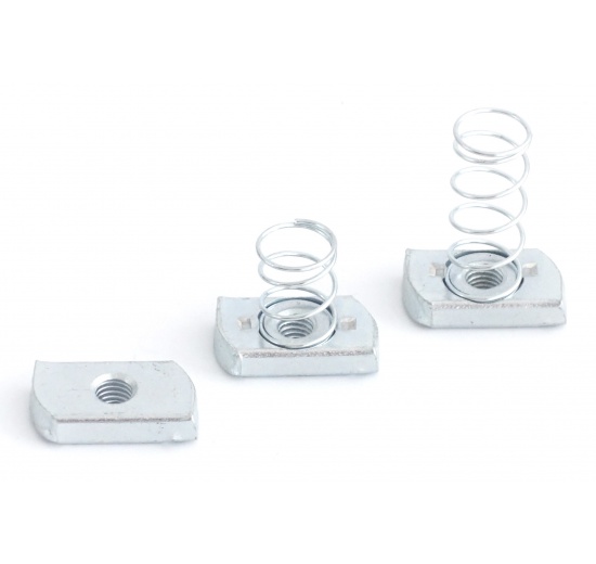 Ecrou coulissant M8 avec ressort zingué | ressort long (profil 41x41)
