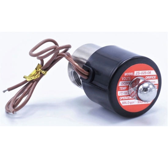 Électrovanne en acier inoxydable 2/2, G 1/4 " | DC24V, NCo řízený, připojení G 1/4", DC 24V