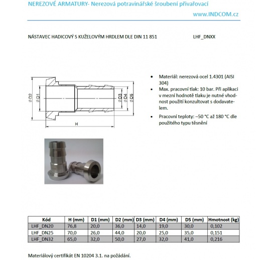 Embout à tuyau avec tubulure conique DIN