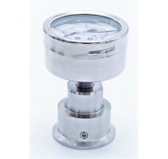 Manomètre 63 mm (raccordement arrière) avec membrane de séparation CLAMP DIN 32676 0-4 bar, (clamp-50,5mm)