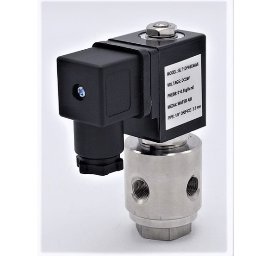 Nerezový elektromagnetický ventil 3/2, G 1/8", DC24V, NC