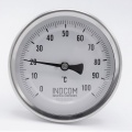 Celonerezový bimetalový teploměr s ponorným dříkem, závitový, úhlový přípoj |0-100 ℃ (1/2”) 100 mm