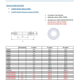 CLAMP DIN 32676, těsnění silikonové (VMQ), EPDM_katalogový list