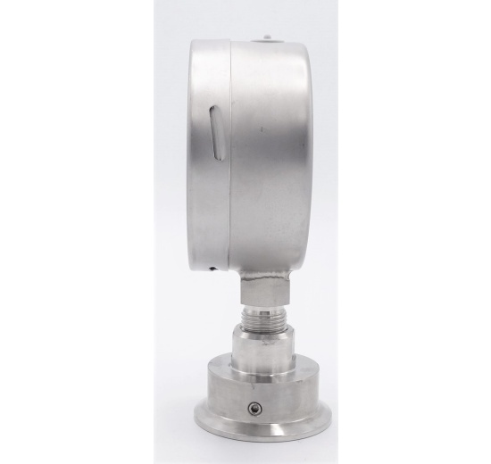 Manomètre inox avec membrane de séparation-CLAMP DIN 32676 (64 mm), cadran 100 mm | -1/1,5 bar