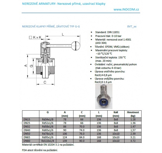 feuille de catalogue, sanitaires vanne papillon inox