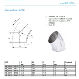 fiche de catalogue coudes à souder 45° DN32 (34x1,5mm)