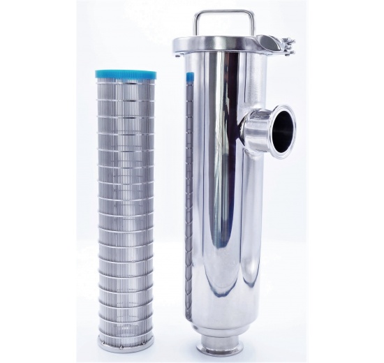 Filtre tubulaire cornier  type C-C, DN50 (collier 64mm) tamis à fentes de filtration intérieure 0,8 mm