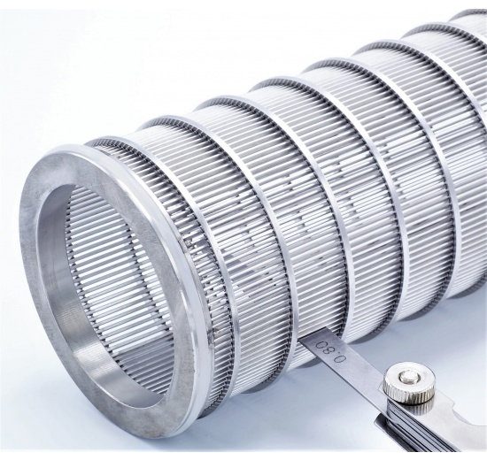 Filtre tubulaire cornier | type C-C, DN65 (collier 91mm), tamis à fentes de filtration intérieure 0,8 mm