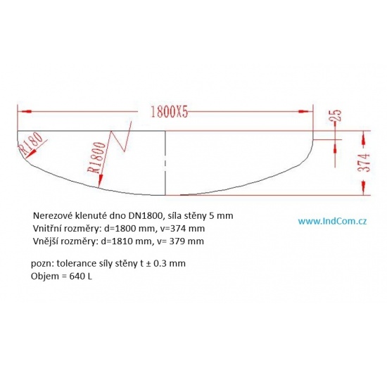 Fond de cuve bombé - DN 1800 mm, épaisseur de la tôle 4.5 mm