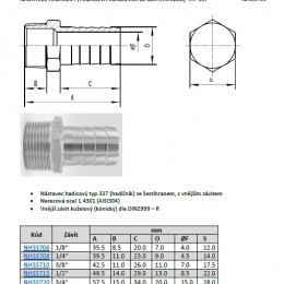 Hose raccord de tuyau connecteur (avec hexagone) type 337