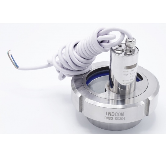 Indicateur de circulation en inox, raccordement à souder, avec éclairage, (pour cuves)