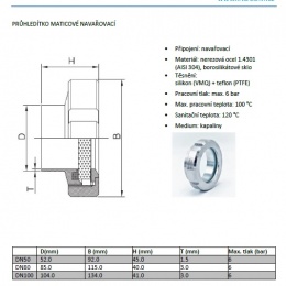 Indicateur de circulation en inox, raccordement à souder, (pour cuves)