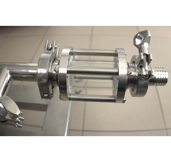 Indicateur de circulation en inox, raccordement: CLAMP, court, (pour tuyauterie)