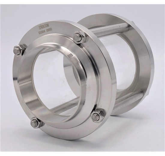 Indicateur de circulation en verre borosilicate et acier inox 1.4301 (AISI 304)