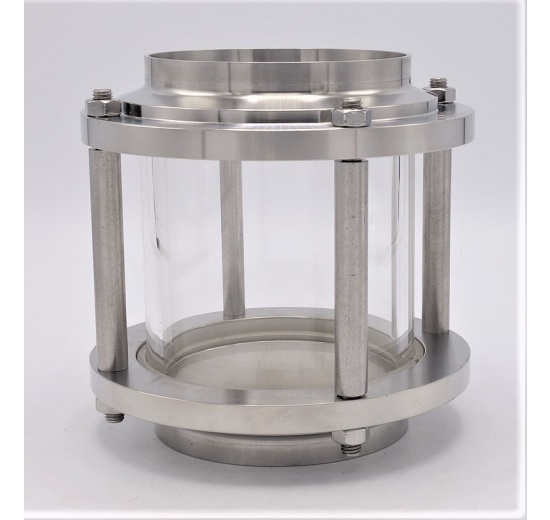 Indicateur de circulation en verre borosilicate et acier inox 1.4301 (AISI 304)