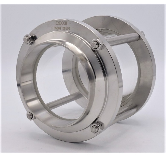 Indicateur de circulation en verre borosilicate et acier inox 1.4301 (AISI 304)