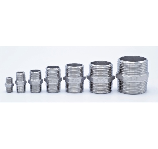 inox mamelon double, typ 340, DN06, DN08, DN10, DN15, DN20, DN25, DN32, dvouniply