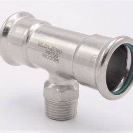 inox Pièce en T, pressage, F/M (filetage extérieur)/F | 28_1"_28