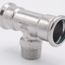 inox Pièce en T, pressage, F/M (filetage extérieur)/F | 28_3/4"_28