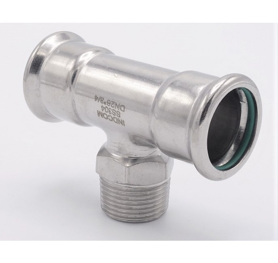 inox Pièce en T, pressage, F/M (filetage extérieur)/F | 28_3/4"_28