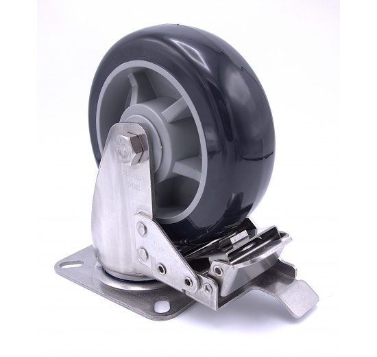 Kolečka transportní, otočná, s brzdou, nerezová, průměr 150 mm