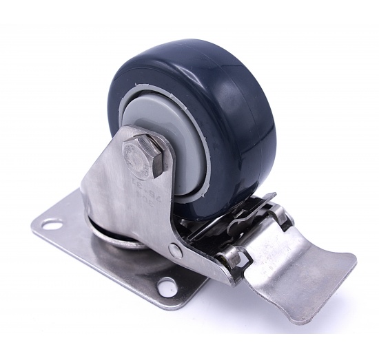 Kolečka transportní, otočná, s brzdou, nerezová, průměr 75 mm
