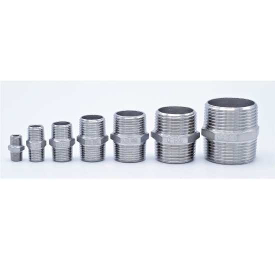 Mamelon double avec hexagone type 340 1/4", DN06, DN08, DN10, DN15, DN20, DN25, DN32, dvouniply