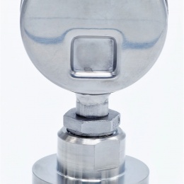 manometr s oddělovací membránou, rozsah měření 0-4 bary, clamp límeček 64 mm, číselník tlakoměru 63 mm