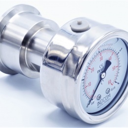 Manomètre 63 mm (raccordement arrière) avec membrane de séparation CLAMP DIN 32676 0-4 bar, (clamp-50,5mm)