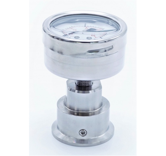 Manomètre 63 mm (raccordement arrière) avec membrane de séparation CLAMP DIN 32676 0-4 bar, (clamp-50,5mm)