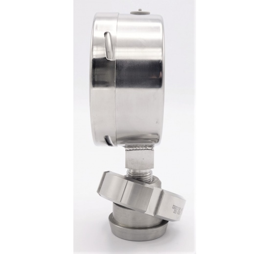 Manomètre avec membrane de séparation, raccord alimentaire DIN 11851, cadran 100 mm, écrou DN32 0-4 bar