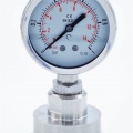 Manomètre tout acier inoxydable, cadran 63 mm, avec membrane de séparation-CLAMP DIN 32676, collier 64 mm 0-1 bar, (CLAMP-64 mm)
