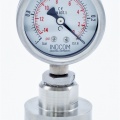 Manomètre tout acier inoxydable, cadran 63 mm, avec membrane de séparation-CLAMP DIN 32676, collier 64 mm  | -1 à 0 bar, (CLAMP-64 mm)