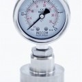 Manomètre tout acier inoxydable, cadran 63 mm, avec membrane de séparation-CLAMP DIN 32676, collier 64 mm 0-2.5 bar, (CLAMP-64 mm)