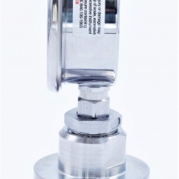 Manomètre tout acier inoxydable, cadran 63 mm, avec membrane de séparation-CLAMP DIN 32676, collier 64 mm | 0-1 bar, (CLAMP-64 mm)