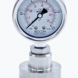 Manomètre tout acier inoxydable, cadran 63 mm, avec membrane de séparation-CLAMP DIN 32676, collier 64 mm 0-2.5 bar, (CLAMP-64 mm)