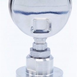 Manomètre tout acier inoxydable, cadran 63 mm, avec membrane de séparation-CLAMP DIN 32676, collier 64 mm  0-1 bar, (CLAMP-64 mm)