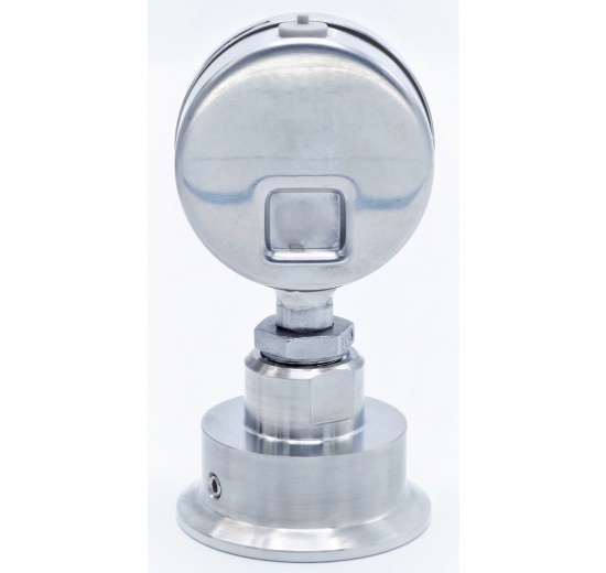 Manomètre tout acier inoxydable, cadran 63 mm, avec membrane de séparation-CLAMP DIN 32676, collier 64 mm 0-2.5 bar, (CLAMP-64 mm)