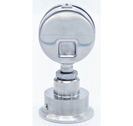 Manomètre tout acier inoxydable, cadran 63 mm, avec membrane de séparation-CLAMP DIN 32676, collier 64 mm | 0-6 bar, (CLAMP-64 mm)