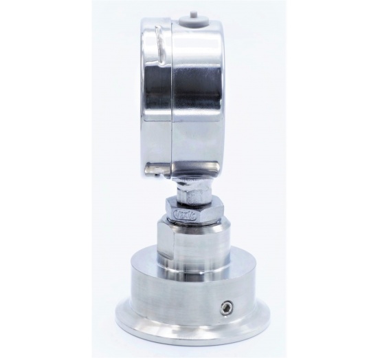 Manomètre tout inox, cadran 63 mm, avec membrane de séparation-CLAMP DIN 32676, collier 64 mm 0-2.5 bar, (CLAMP-64 mm)