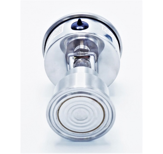 Manomètre tout inox, cadran 63 mm (raccordement arrière), avec membrane séparatrice CLAMP DIN 32676 - collier 50,5 mm 0-1 bar